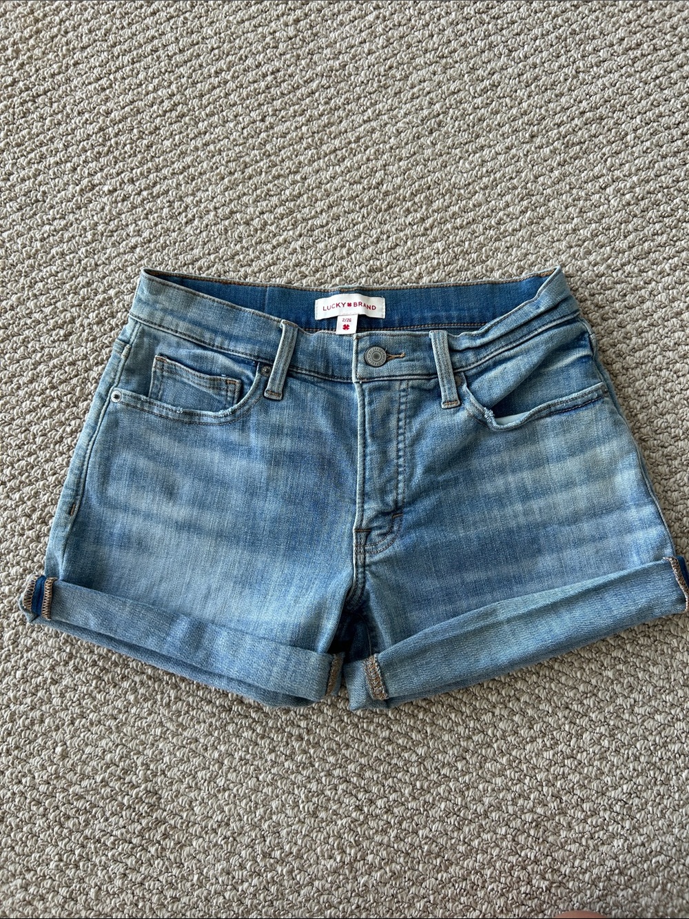 Lucky Brand Faded Blue Roll-Cuff Denim Shorts